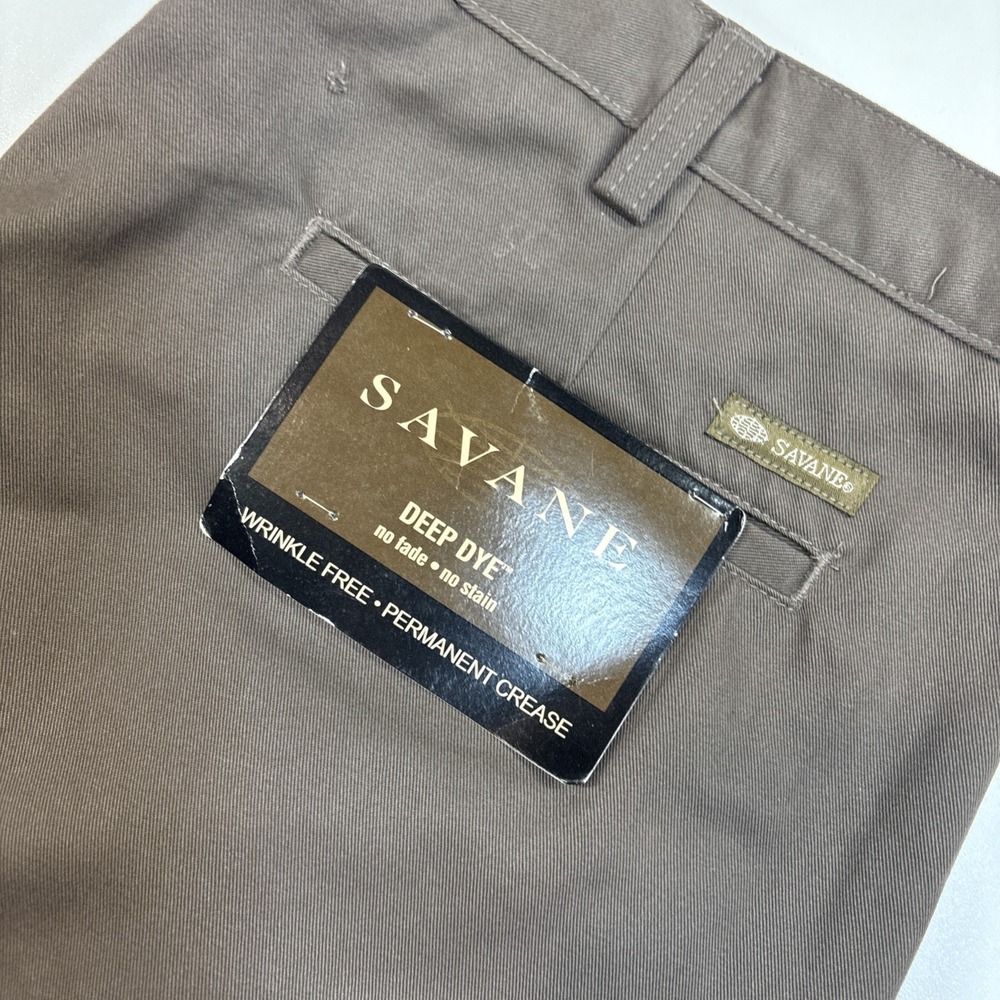Savane Men's Classic Stying Pleated Front Chino Pants Brown 40 X 32 NWT No Fade